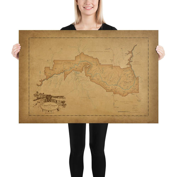 Grand Canyon National Park Map Poster