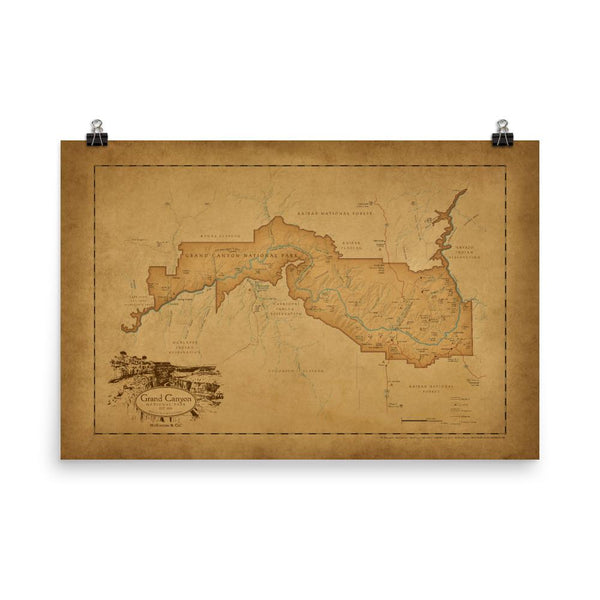 Grand Canyon National Park Map Poster