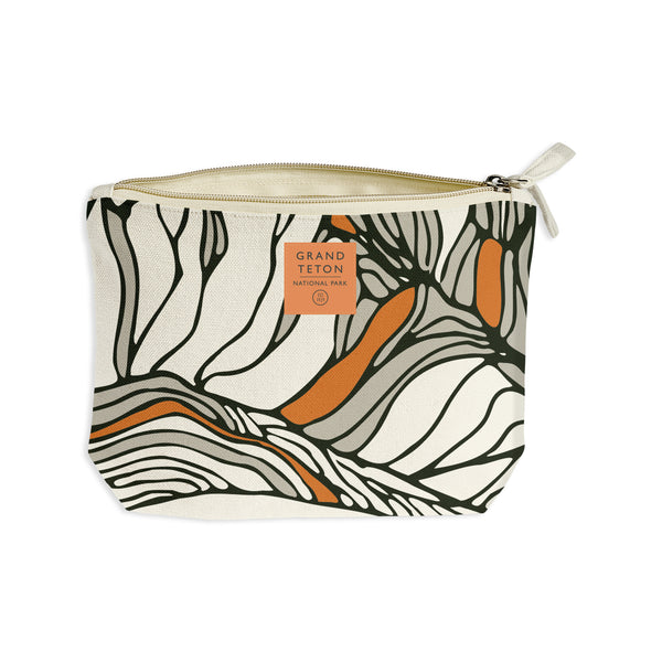 Grand Teton Contour Lines Recycled Canvas Zip Pouch