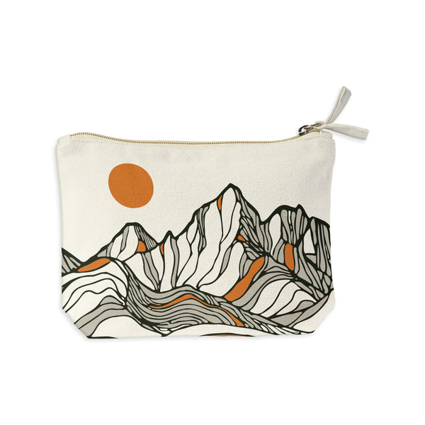 Grand Teton Contour Lines Recycled Canvas Zip Pouch