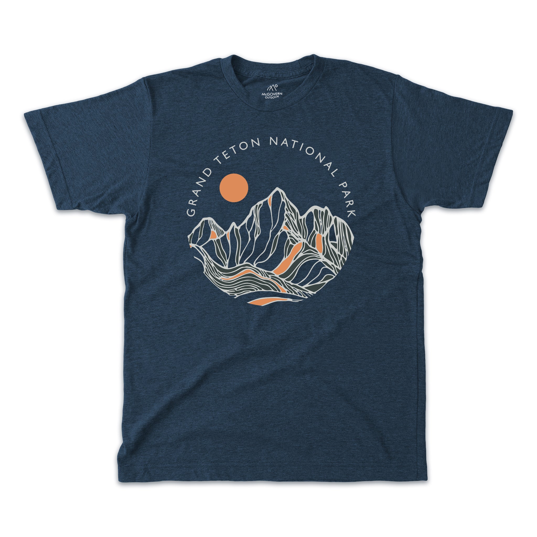【CPGN STUDIO】23SS★ USA DENIM PATCH Short Sleeve Tee Grand Teton Contour Lines Short-Sleeve Unisex Tee - McGovern
