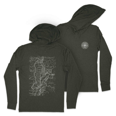 Grand Teton Line Map Hooded Unisex Tee