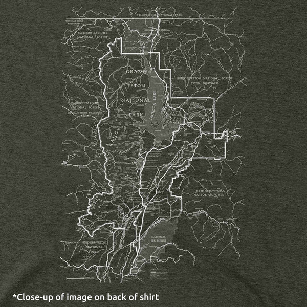 Grand Teton Line Map Hooded Unisex Tee