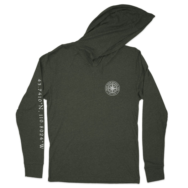 Grand Teton Line Map Hooded Unisex Tee