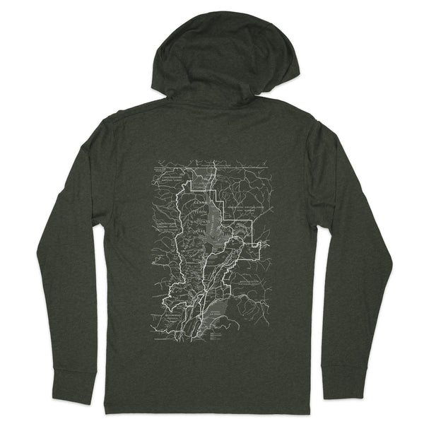 Grand Teton Line Map Hooded Unisex Tee