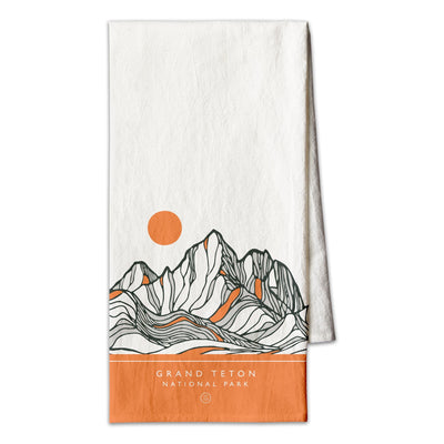 Grand Teton National Park Contour Lines Flour Sack Towel