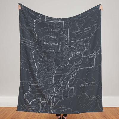 Grand Teton National Park Line Map Blanket