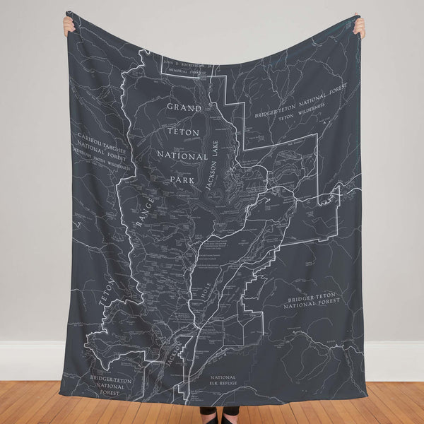 Grand Teton National Park Line Map Blanket