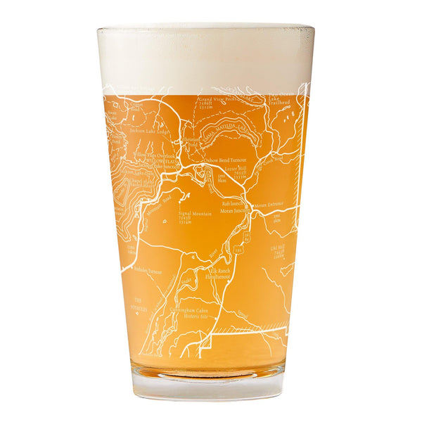 Grand Teton National Park Line Map Pint Glass