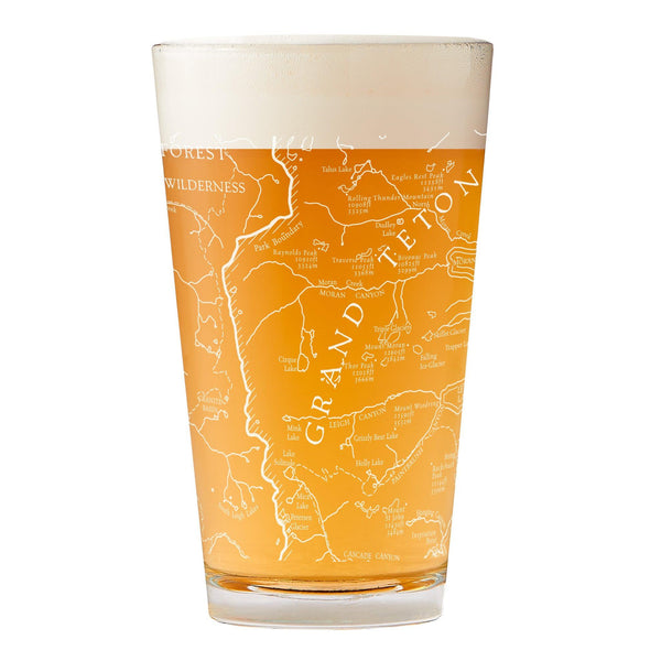 Grand Teton National Park Line Map Pint Glass
