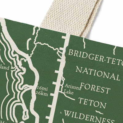 Grand Teton National Park Line Map Recycled Canvas Tote Bag