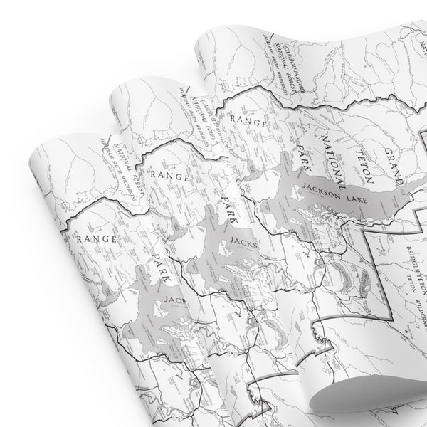 Grand Teton National Park Line Map Wrapping Paper
