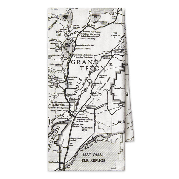 Grand Teton National Park Map Flour Sack Towel - McGovern & Company