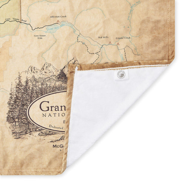 Grand Teton National Park Map Plush Blanket - McGovern & Company