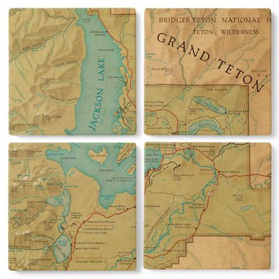 Grand Teton National Park Vintage Map Coasters