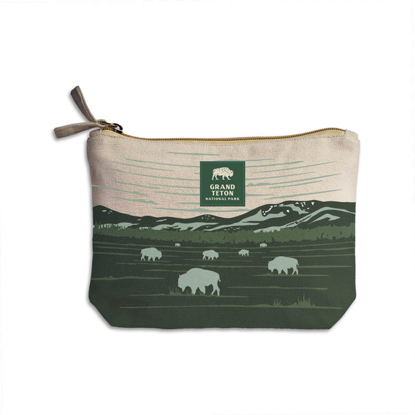 Grand Teton National Park WPA Recycled Canvas Zip Pouch