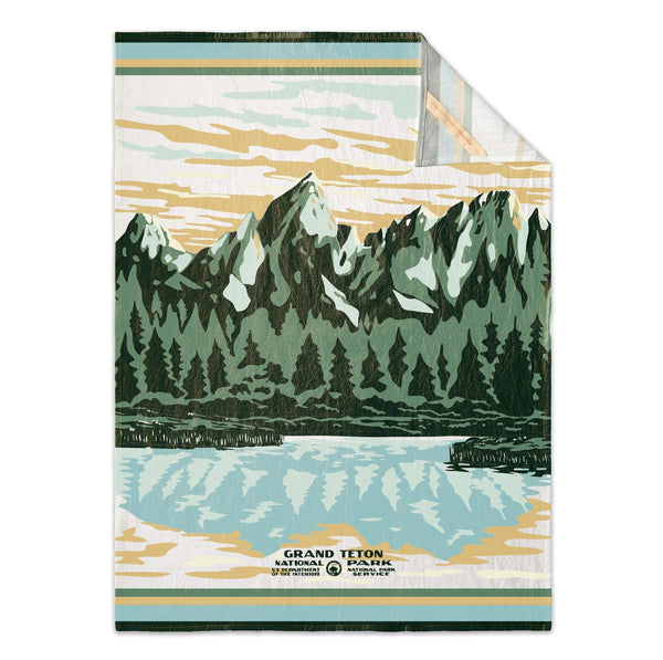 Grand Teton Reflection At Schwabacher Landing WPA Flour Sack Towel