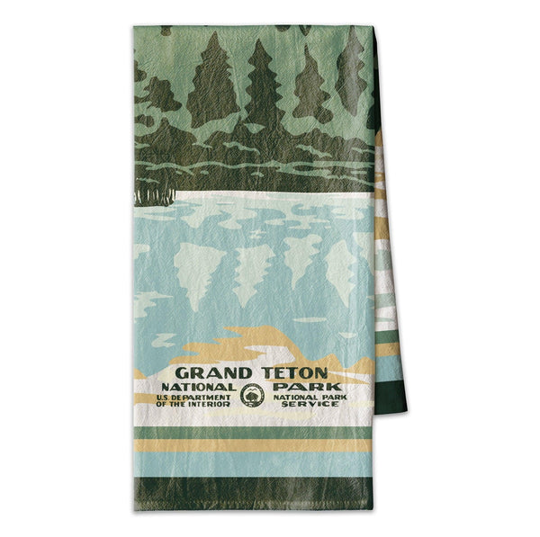 Grand Teton Reflection At Schwabacher Landing WPA Flour Sack Towel