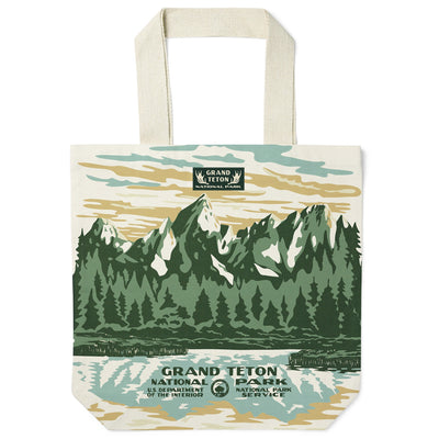 Grand Teton Reflection WPA Recycled Canvas Tote Bag