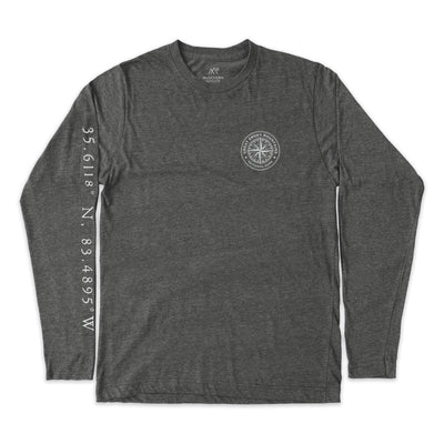 Great Smoky Mountains Line Map Long-Sleeve Unisex Tee in Shadow Grey