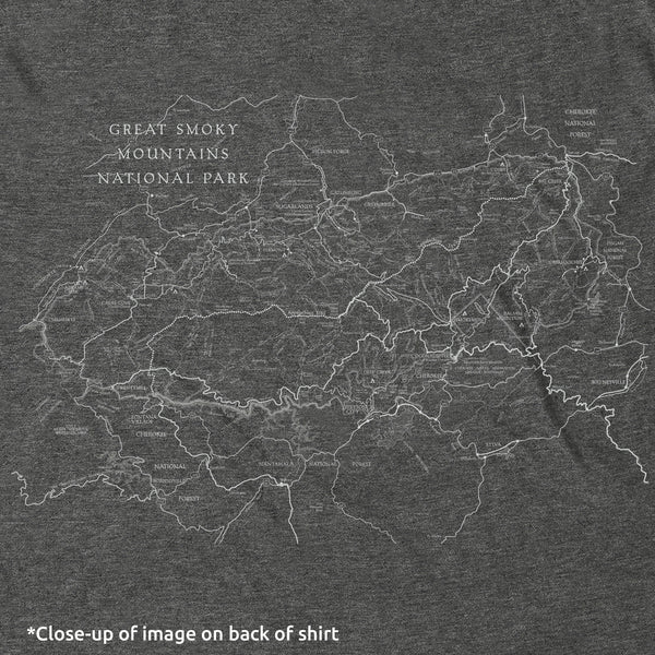 Great Smoky Mountains Line Map Long-Sleeve Unisex Tee in Shadow Grey - McGovern Outdoor