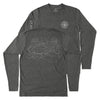Great Smoky Mountains Line Map Long-Sleeve Unisex Tee in Shadow Grey