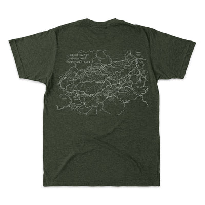 Great Smoky Mountains Map and Compass Short-Sleeve Unisex Tee