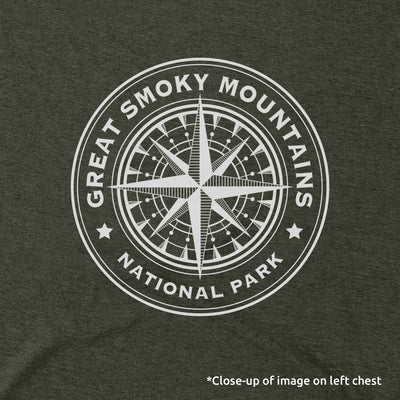 Great Smoky Mountains Map and Compass Short-Sleeve Unisex Tee