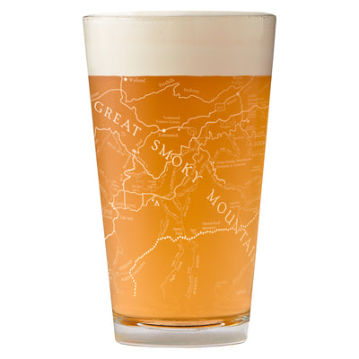 Great Smoky Mountains National Park Line Map Pint Glass - McGovern Outdoor