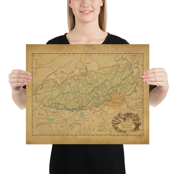 Great Smoky Mountains National Park Map Poster