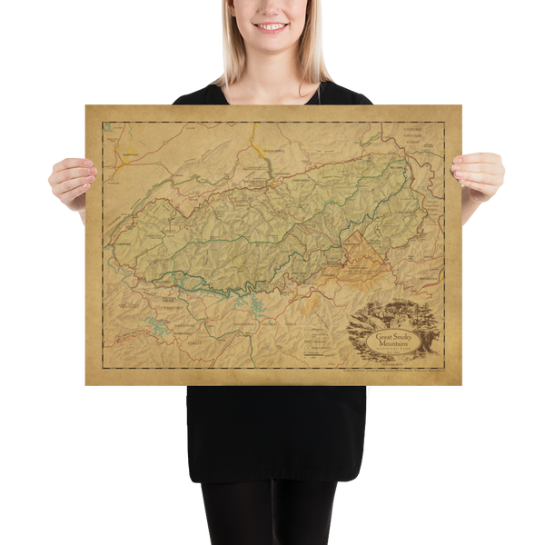 Great Smoky Mountains National Park Map Poster