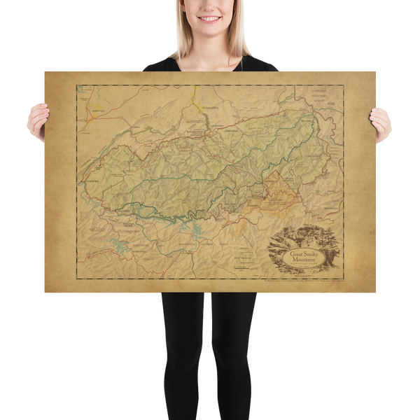 Great Smoky Mountains National Park Map Poster