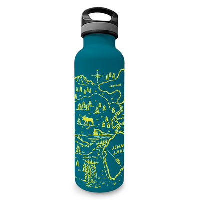Jenny Lake Grand Teton Ill. Map Insulated Water Bottle