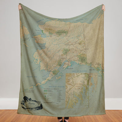 Kenai Peninsula Inset Alaska Vintage Map Blanket