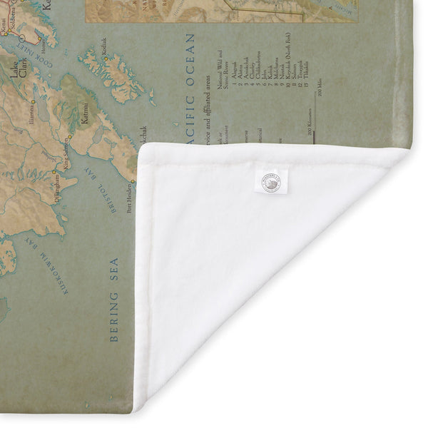 Kenai Peninsula Inset Alaska Vintage Map Blanket