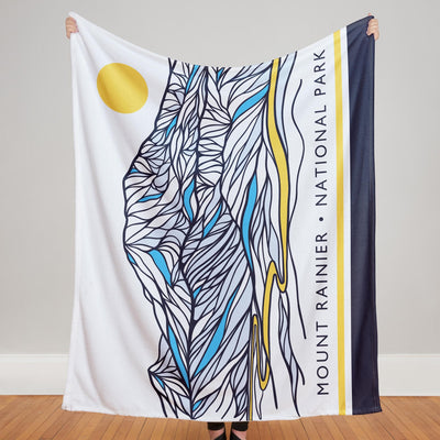 Mount Rainier National Park Contour Lines Blanket