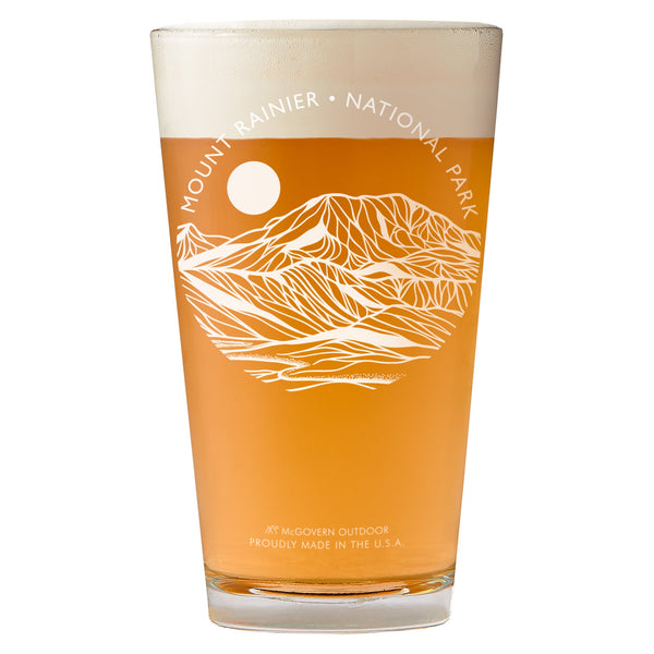 Mount Rainier National Park Contour Lines Pint Glass
