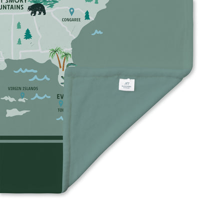 National Parks Of The USA Illustrated Map Blanket