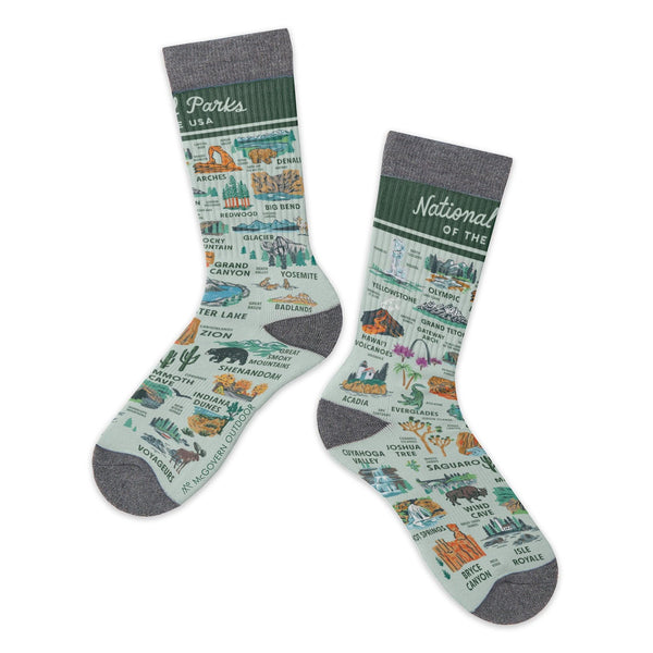 National Parks Of The USA Illustrated Map Socks - McGovern Outdoor