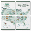 National Parks Of The Usa Illustrated Map Coasters (Set Of 4)