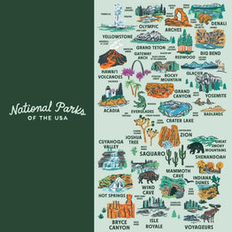 National Parks Of The Usa Illustrated Map Socks