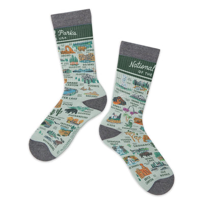 National Parks Of The Usa Illustrated Map Socks