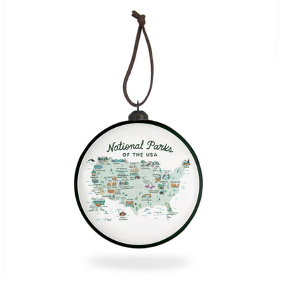 National Parks of the USA Illustrated Map Flat-Globe-Shaped Ornament - McGovern Outdoor