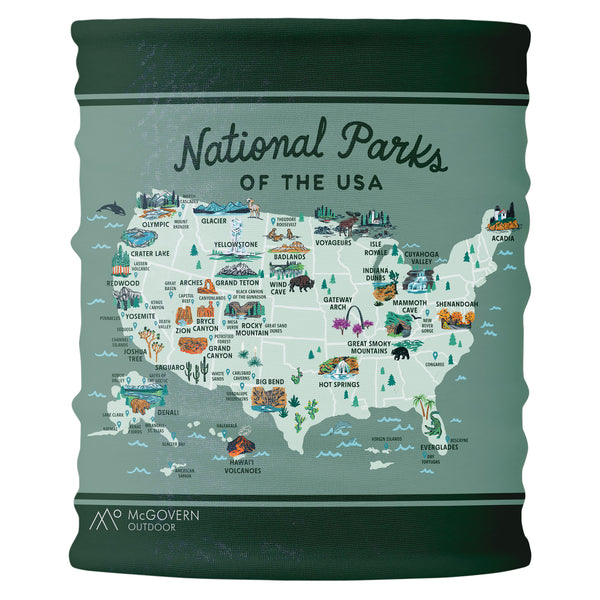 National Parks of the USA Illustrated Map Headband - McGovern Outdoor
