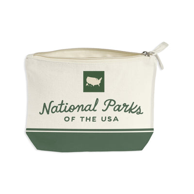 National Parks of the USA Illustrated Map Recycled Canvas Zip Pouch