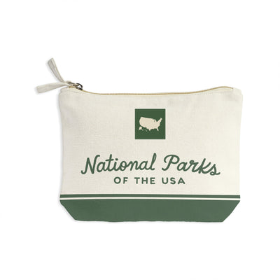 National Parks of the USA Illustrated Map Recycled Canvas Zip Pouch