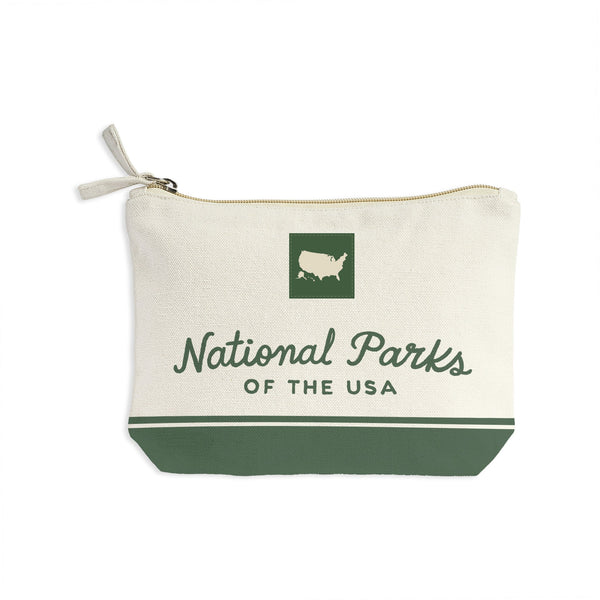 National Parks of the USA Illustrated Map Recycled Canvas Zip Pouch