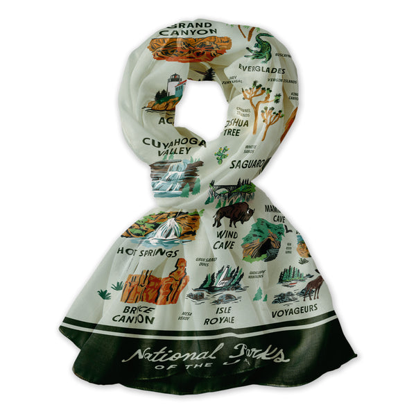 National Parks of the USA Illustrated Map Scarf