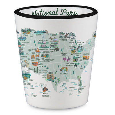 National Parks of the USA Illustrated Map Shot Glass - McGovern Outdoor