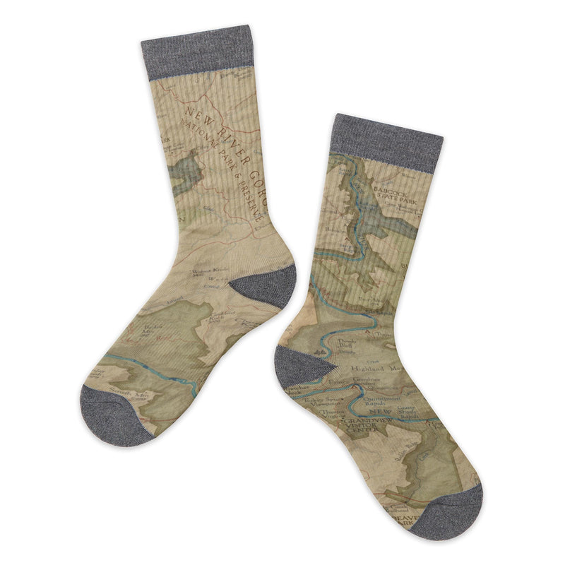 New River Gorge National Park and Preserve Vintage Map Socks